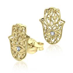 Gold Plated Hamsa Silver Stud Earring STS-543-GP